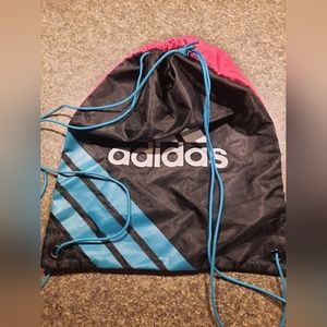 Adidas Pink Turquoise Black & White Drawstring Backpack OS